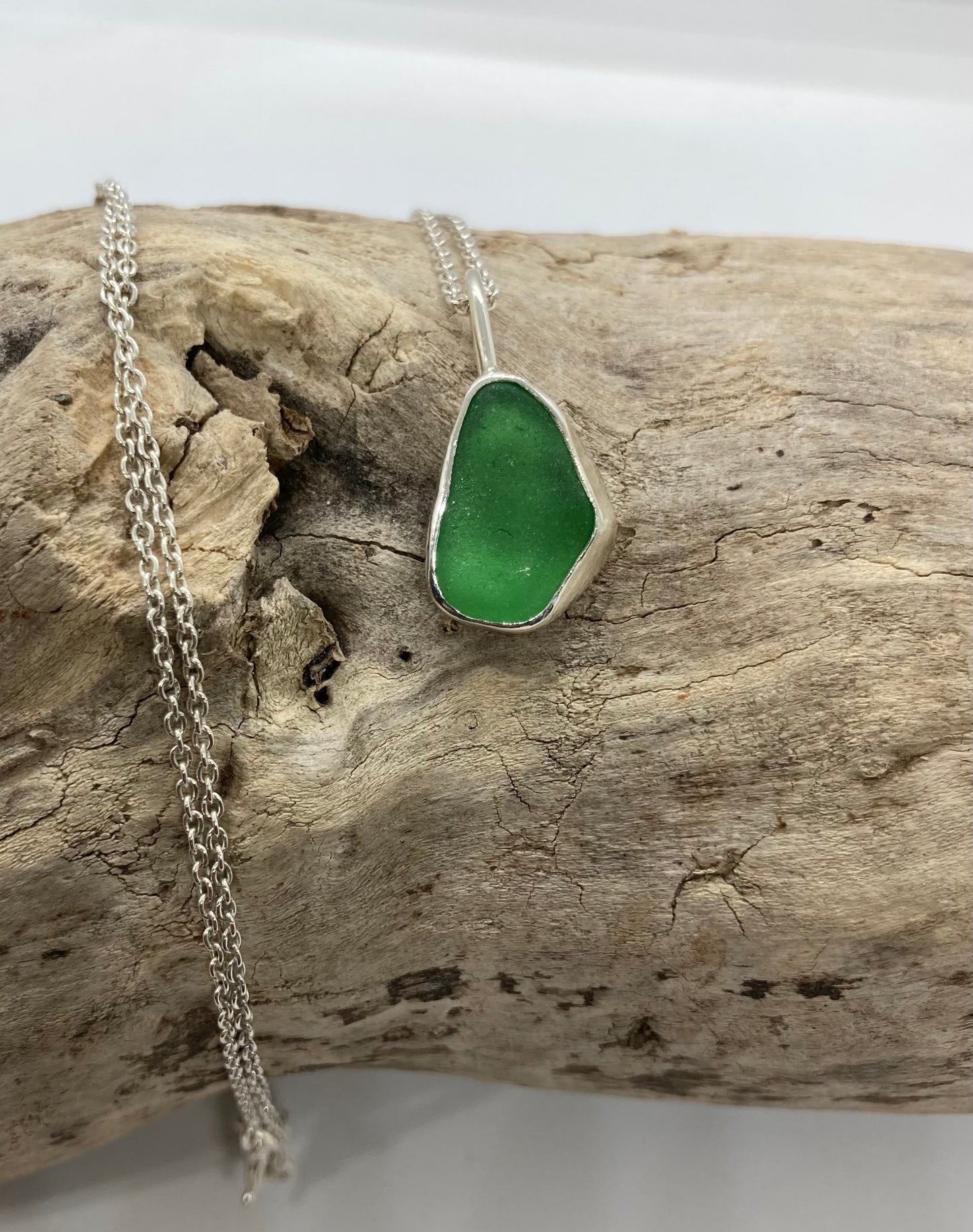 Bright Green sea glass pendant