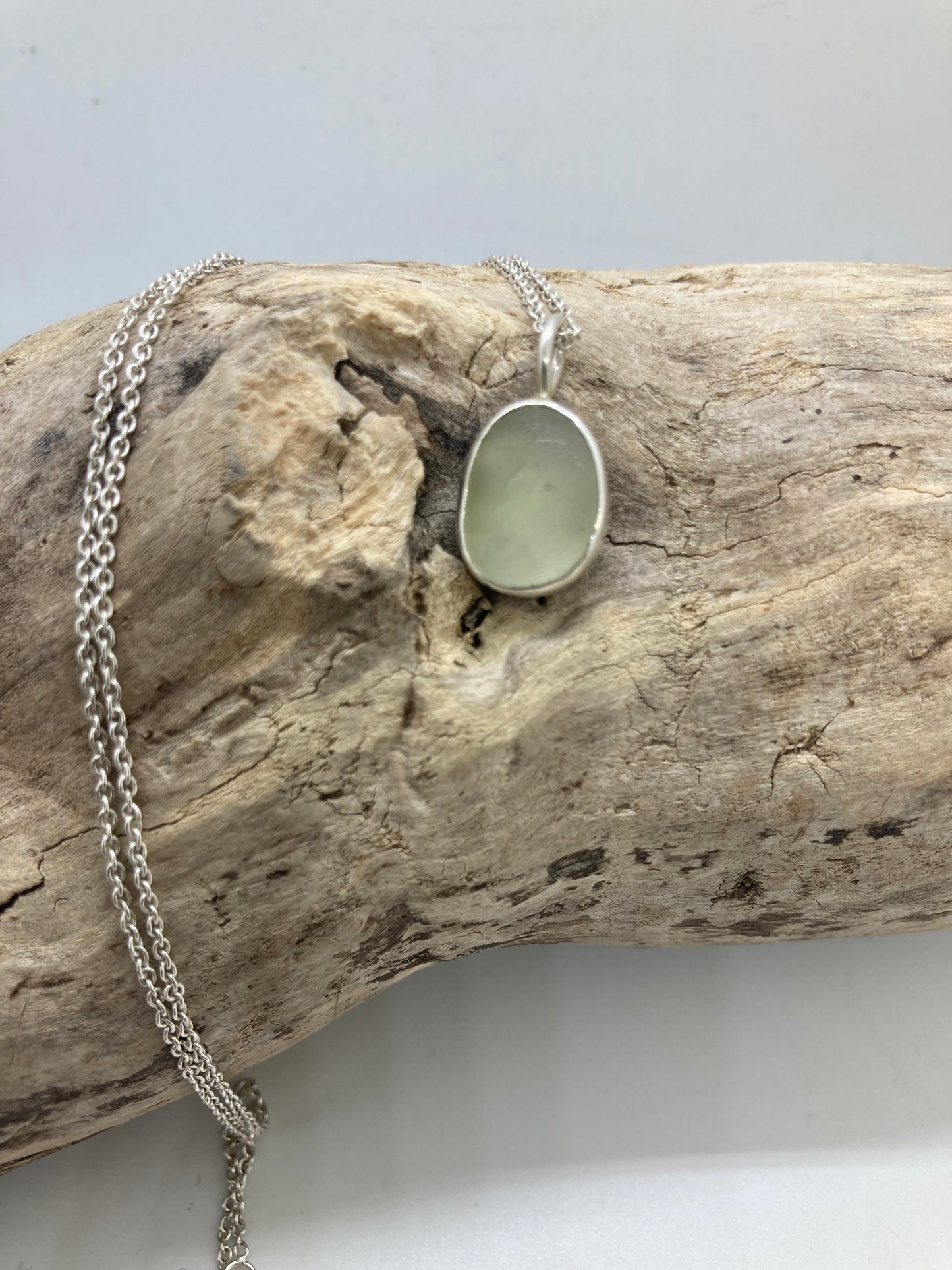Cream sea glass pendant