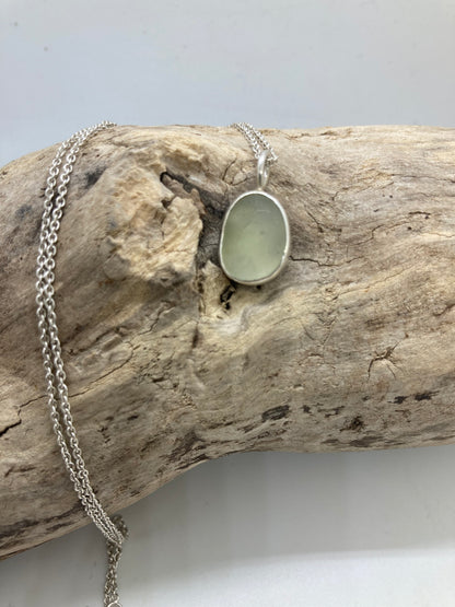 Cream sea glass pendant
