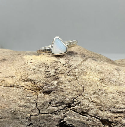 Rare Opalescent sea glass ring UK size O1/2