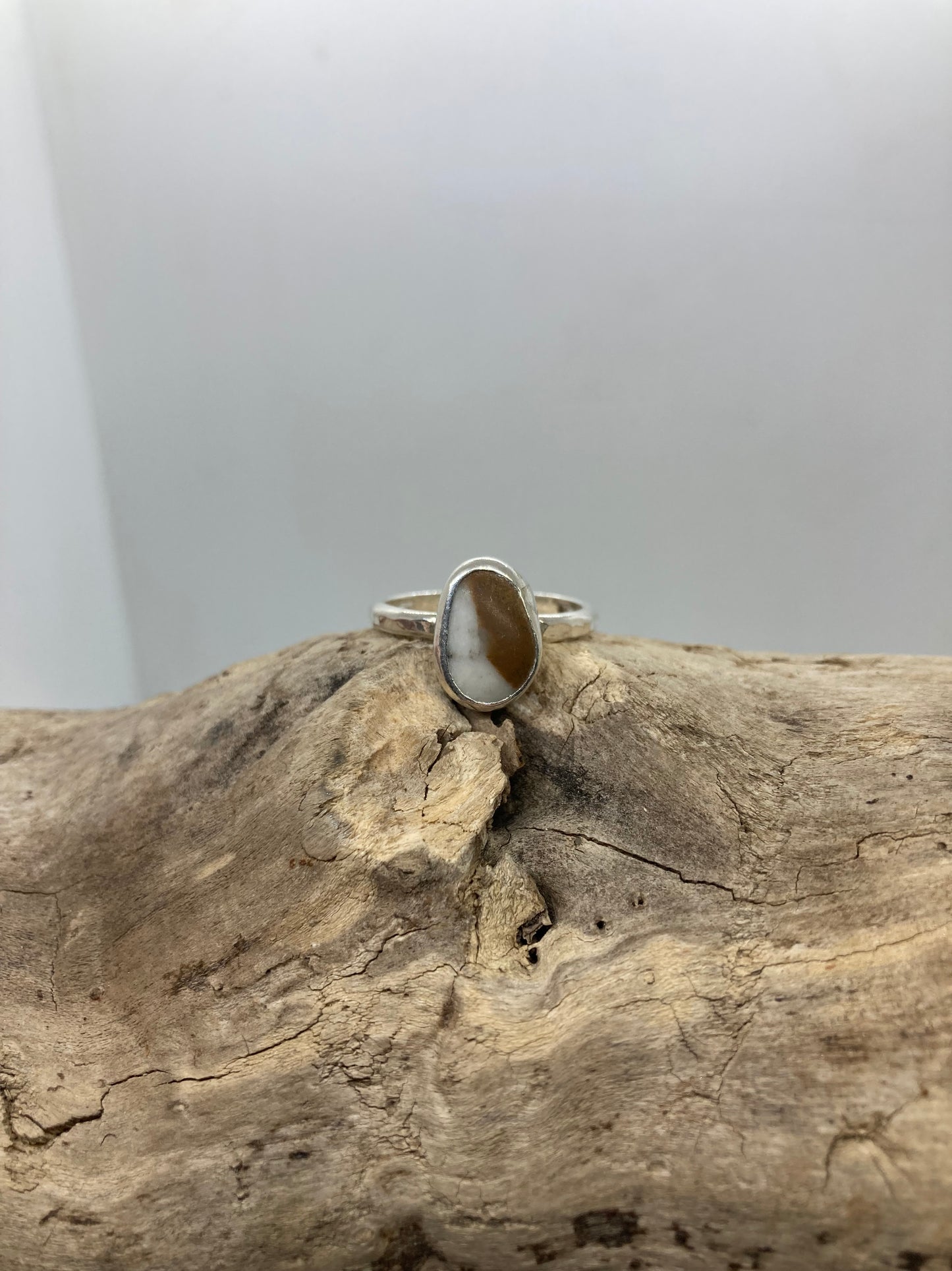 Unusual stone with Quartz silver ring UK size P