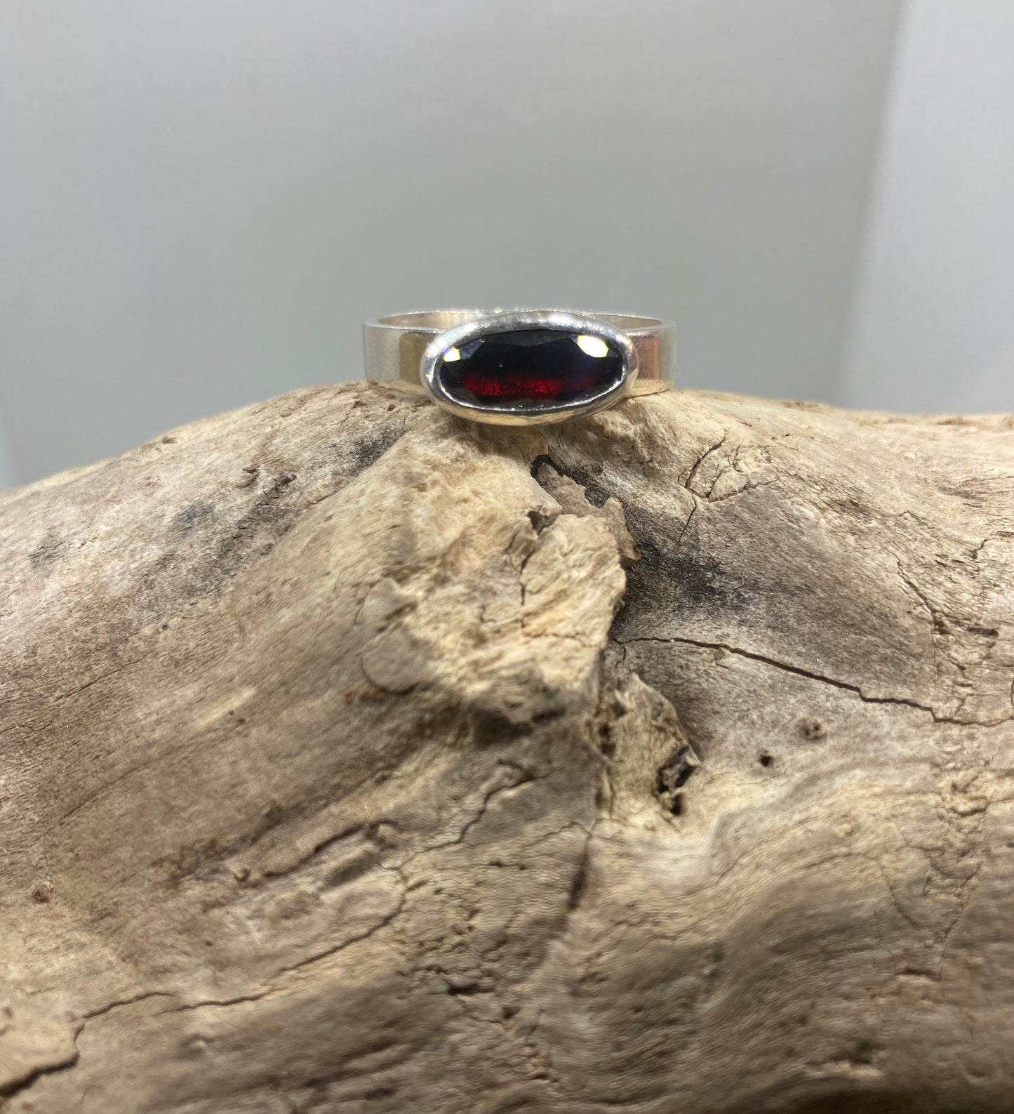 East to West Garnet ring UK size R