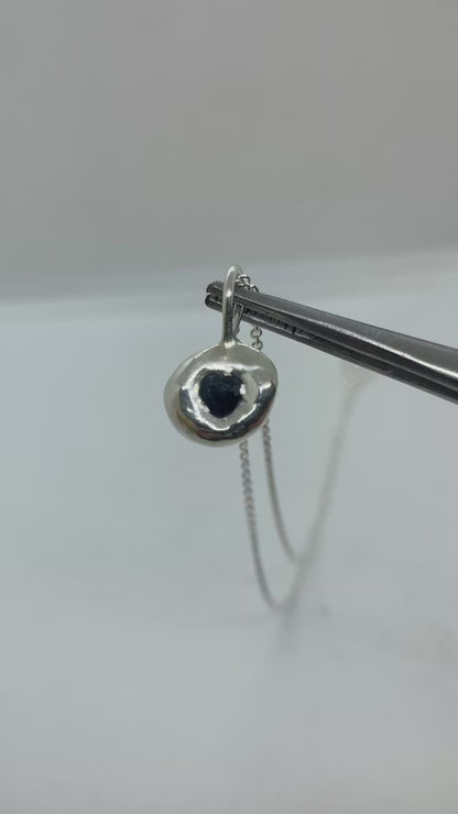 Recycled Sterling Silver Molten Pendant with Heart Sapphire