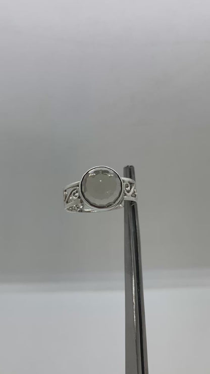 Smokey Quartz sterling silver ring UK size R