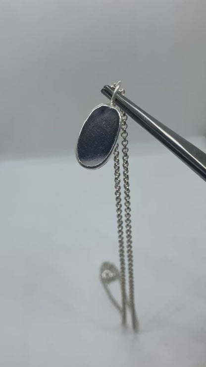 Rare Purple Seaham Sea glass sterling silver pendant