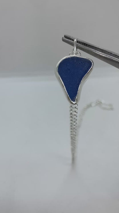 Beautiful Blue Northumberland sea glass pendant