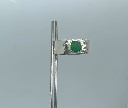 Christmas green sea glass ring UK size T