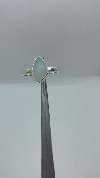 Opalescent Seaham sea glass ring UK size O1/2