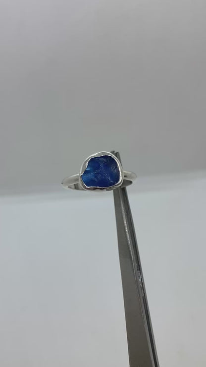 Dreamy blue sea glass ring UK size M